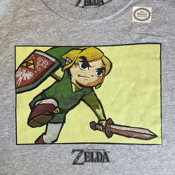 Nintendo Men Shirt L Gray Link Zelda Graphic Tee Logo Short Sleeve - Picture 3 of 7